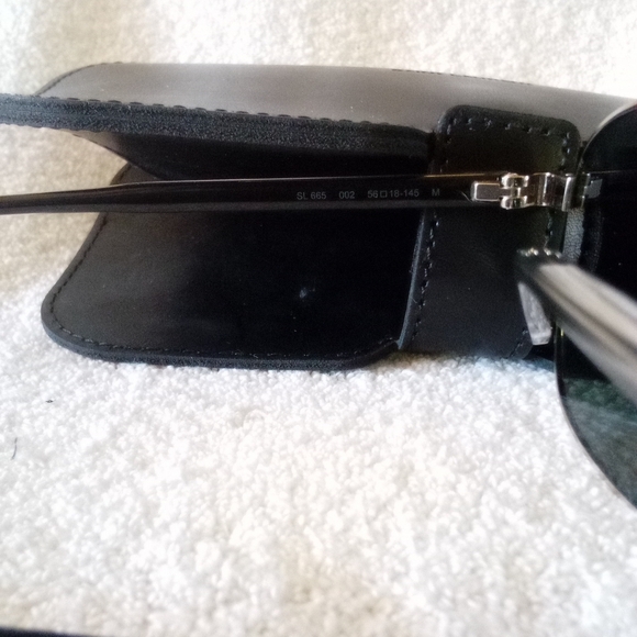 NEW SAINT LAURENT SL 665 002 Sunglasses Silver / Crystal / Grey Pilot 56mm
